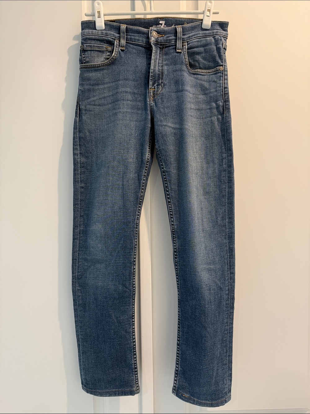 7 For All Mankind Men’s Straight-Leg Denim Jeans in Medium Blue